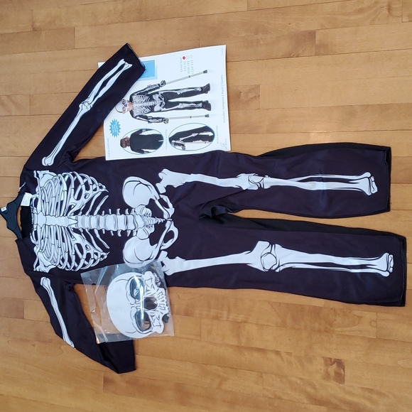Boys Girls SKELETON Halloween Costume Size Sm 4/6 M 8/10 Adaptive Skull Mask NWT - Picture 2 of 4